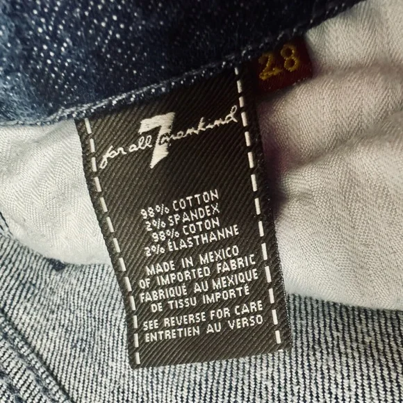 7 For All Mankind Jeans "A" Pocket Bootcut Dark Wash Denim Pink Stitch SZ 28 NEW - Picture 10 of 16